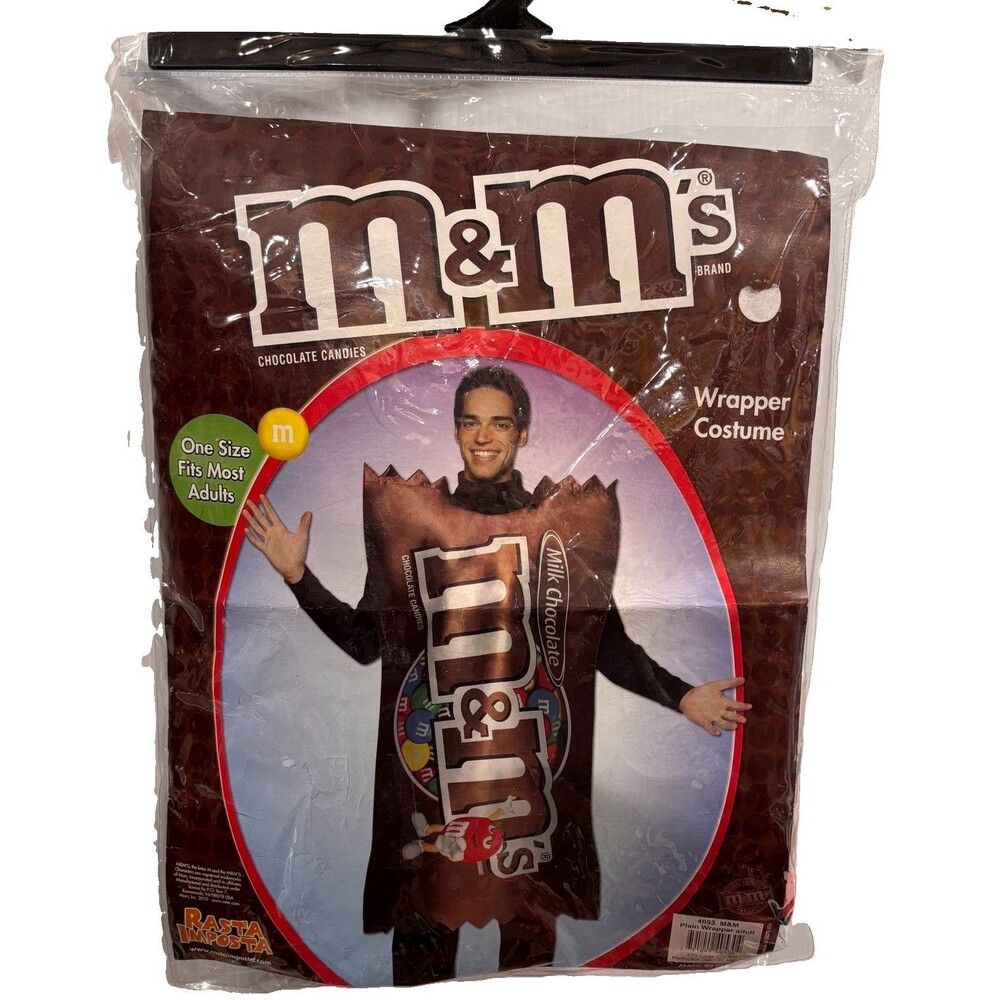 M&M’s Adult Halloween Costume One Size Fits Most Brown Bag Wrapper EUC